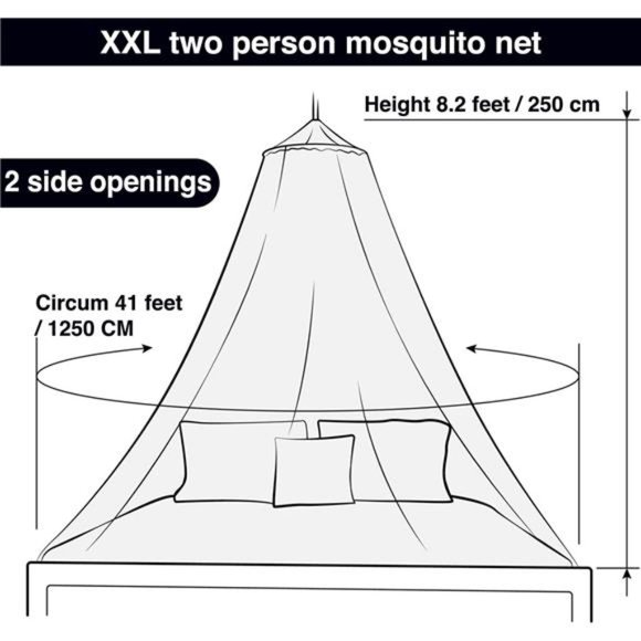 Black Mosquito Net for Single to King-Sized Beds – 2 Openings or Fully-Enclosed - Picture 4 of 7